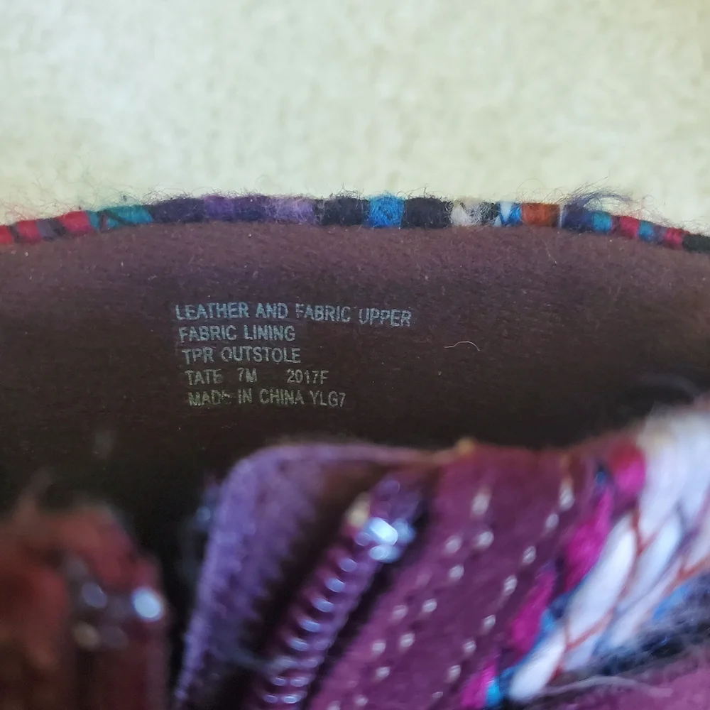 Earth Orgins Burgundy Ankle Boots with Patterned Trim